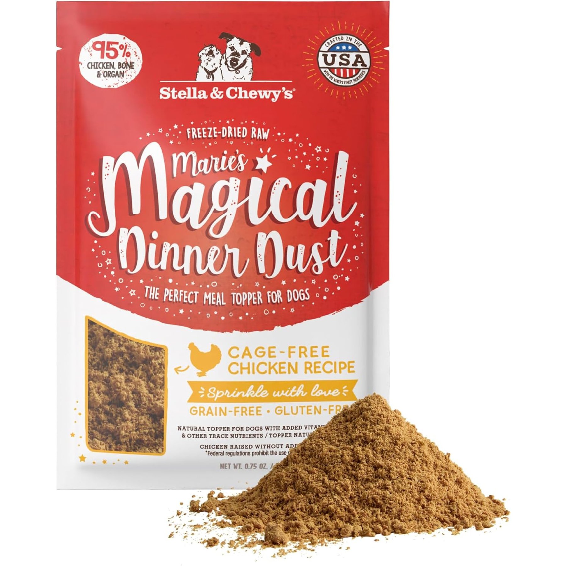 Stella & Chewy's Marie's Magical Dinner Dust Raw Chicken Freeze-Dried Dog Food Topper, 0.72-oz bag