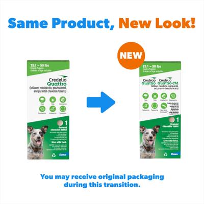 Show full view: Credelio Quattro/Credelio Quattro-CA1 Chewable Tablets for Dogs, 25.1-50 lbs, 1 Chewable (1-mo. supply) slide 2 of 7