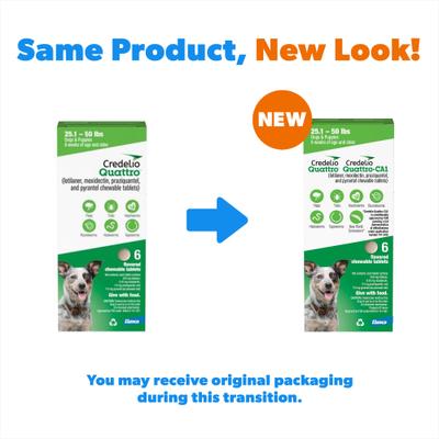 Show full view: Credelio Quattro/Credelio Quattro-CA1 Chewable Tablets for Dogs, 25.1-50 lbs, 6 Chewables (6-mos. supply) slide 2 of 7