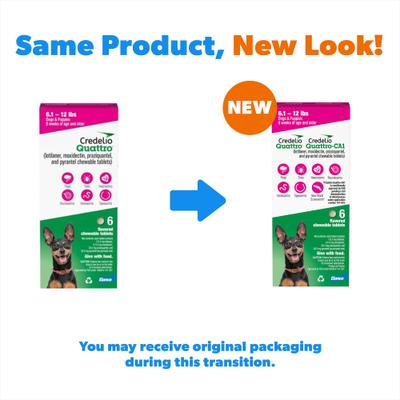 Show full view: Credelio Quattro/Credelio Quattro-CA1 Chewable Tablets for Dogs, 6.1-12 lbs, 6 Chewables (6-mos. supply) slide 2 of 7