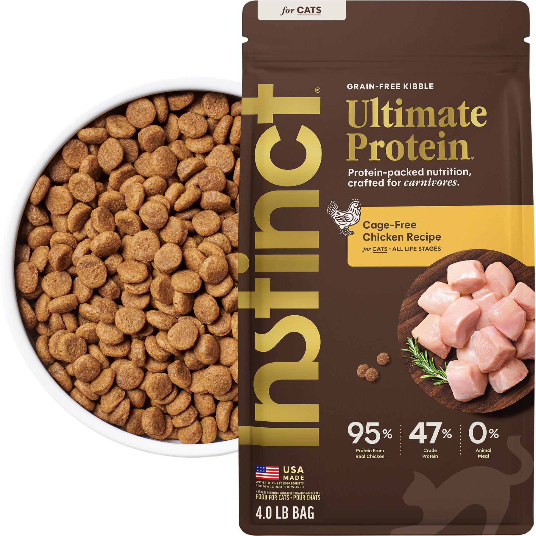 Instinct Ultimate Protein Cage-Free Chicken Recipe Grain-Free Dry Cat Food, 4-lb bag
