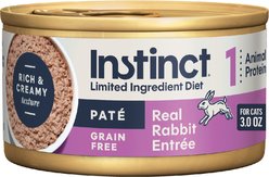 Instinct Limited Ingredient Diet Real Rabbit Recipe Grain-Free Pate Wet Cat Food, 3-oz can, case of 24