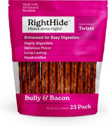 RightHide Twists Small Bully & Bacon Flavor Natural Dog Chew, 25 count