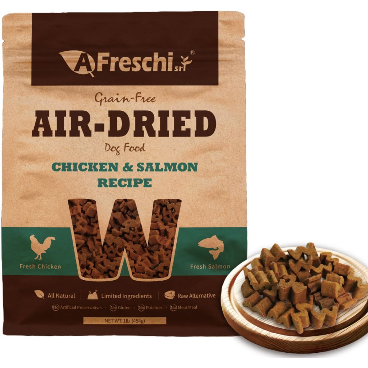 AFreschi All Lifestages Gluten-Free Chicken & Salmon Recipe Air-Dried Dog Food, 1-lb bag