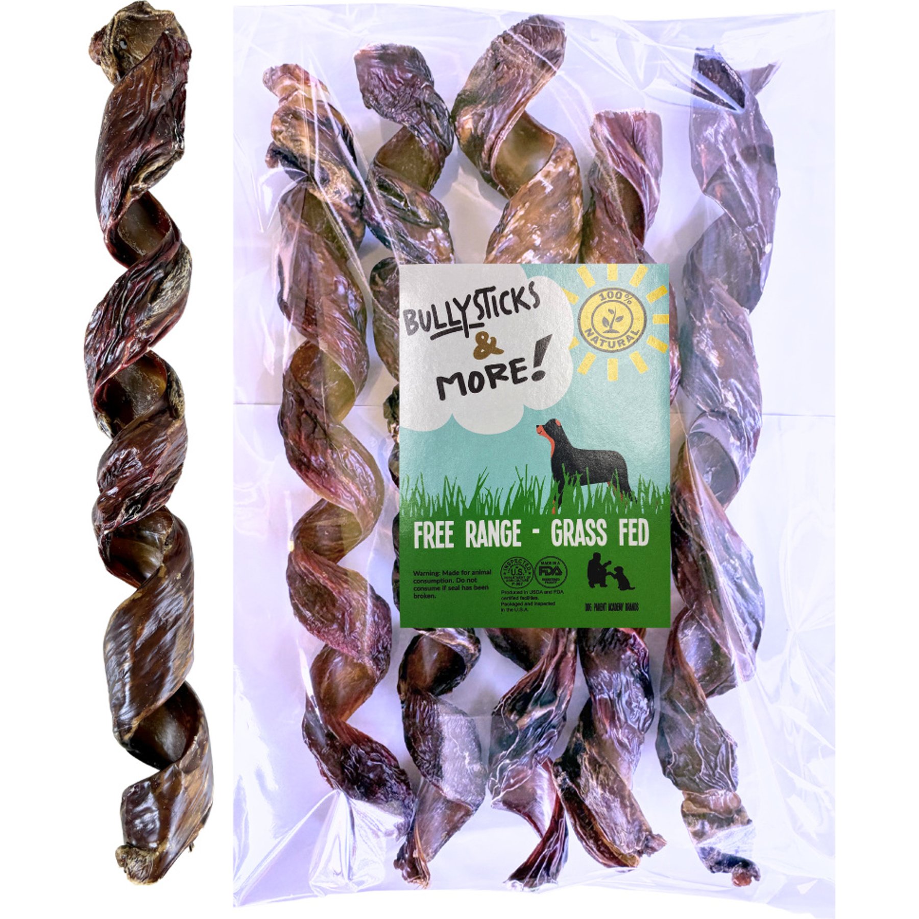 Bullysticks And More! 10 to 12-inch Beef Flavored Esophagus Natural Dog Chew Springs, 3 count