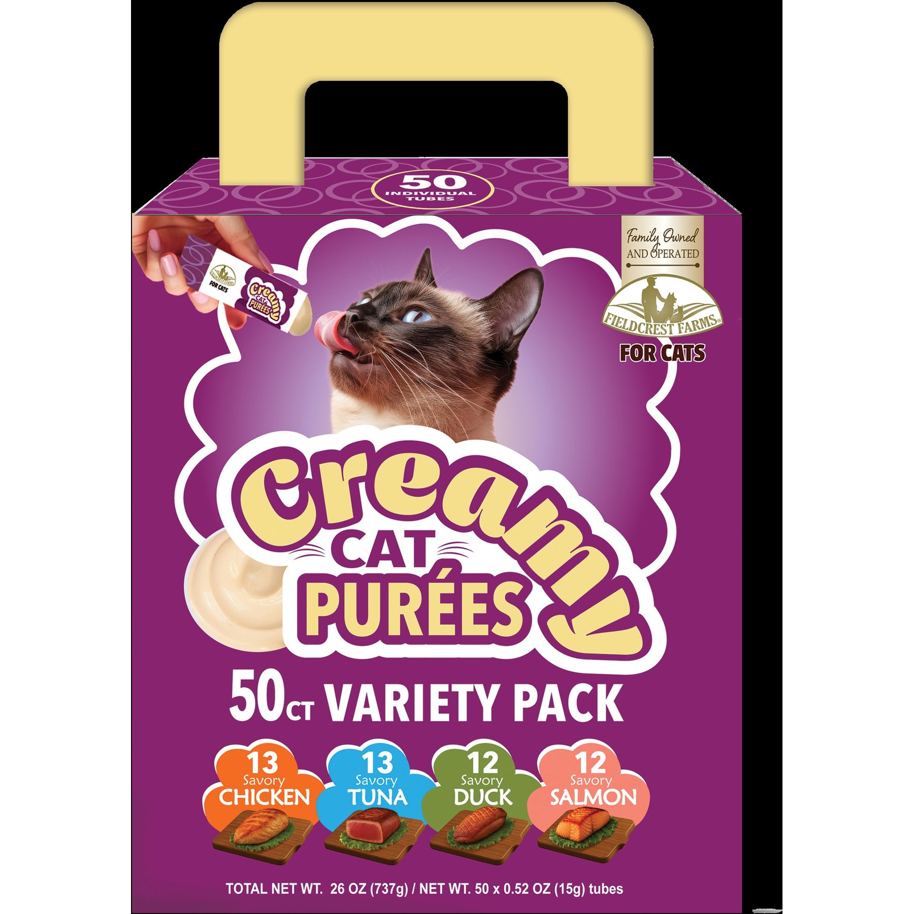 Fieldcrest Farms Purees Assorted Chicken Lickable Cat Treats, 50 count