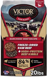 VICTOR Raw Kibble Blend Ranchers' Gluten-Free Beef Recipe Freeze-Dried Dry Dog Food, 20-lb bag