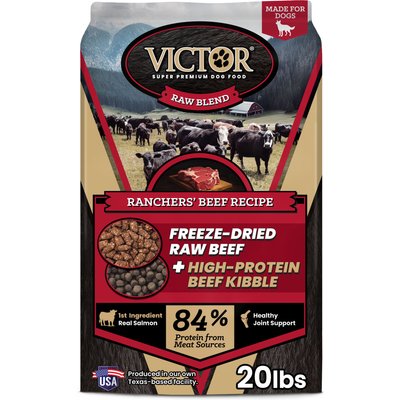 VICTOR VICTOR Raw Kibble Blend Ranchers' Gluten-Free Beef Recipe Freeze-Dried Dry Dog Food, 20-lb bag