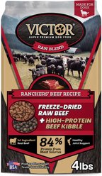 VICTOR Raw Kibble Blend Ranchers' Gluten-Free Beef Recipe Freeze-Dried Dry Dog Food, 4-lb bag