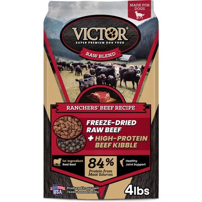 VICTOR VICTOR Raw Kibble Blend Ranchers' Gluten-Free Beef Recipe Freeze-Dried Dry Dog Food, 4-lb bag