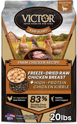 VICTOR Raw Kibble Blend Gluten-Free Farm Chicken Recipe Freeze-Dried Dry Dog Food, 20-lb bag