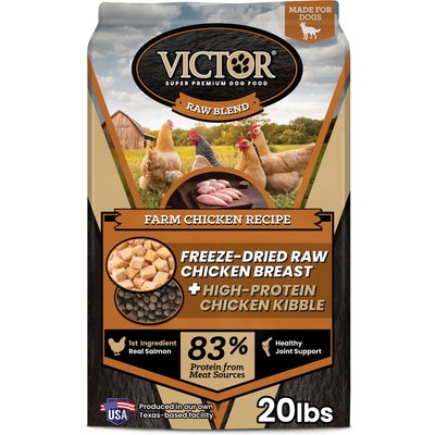 VICTOR VICTOR Raw Kibble Blend Gluten-Free Farm Chicken Recipe Freeze-Dried Dry Dog Food, 20-lb bag