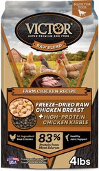 VICTOR Raw Kibble Blend Gluten-Free Farm Chicken Recipe Freeze-Dried Dry Dog Food, 4-lb bag