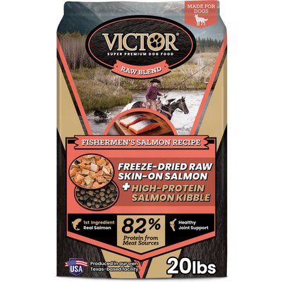 VICTOR VICTOR Raw Kibble Blend Gluten-Free Fisherman's Salmon Recipe Freeze-Dried Dry Dog Food, 20-lb bag
