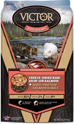 VICTOR Raw Kibble Blend Gluten-Free Fishermen's Salmon Recipe Freeze-Dried Cat Food, 12-lb bag
