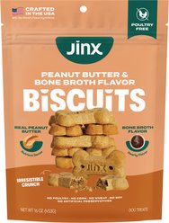 Jinx Peanut Butter & Bone Broth Biscuits Crunchy Dog Treats, 16-oz bag