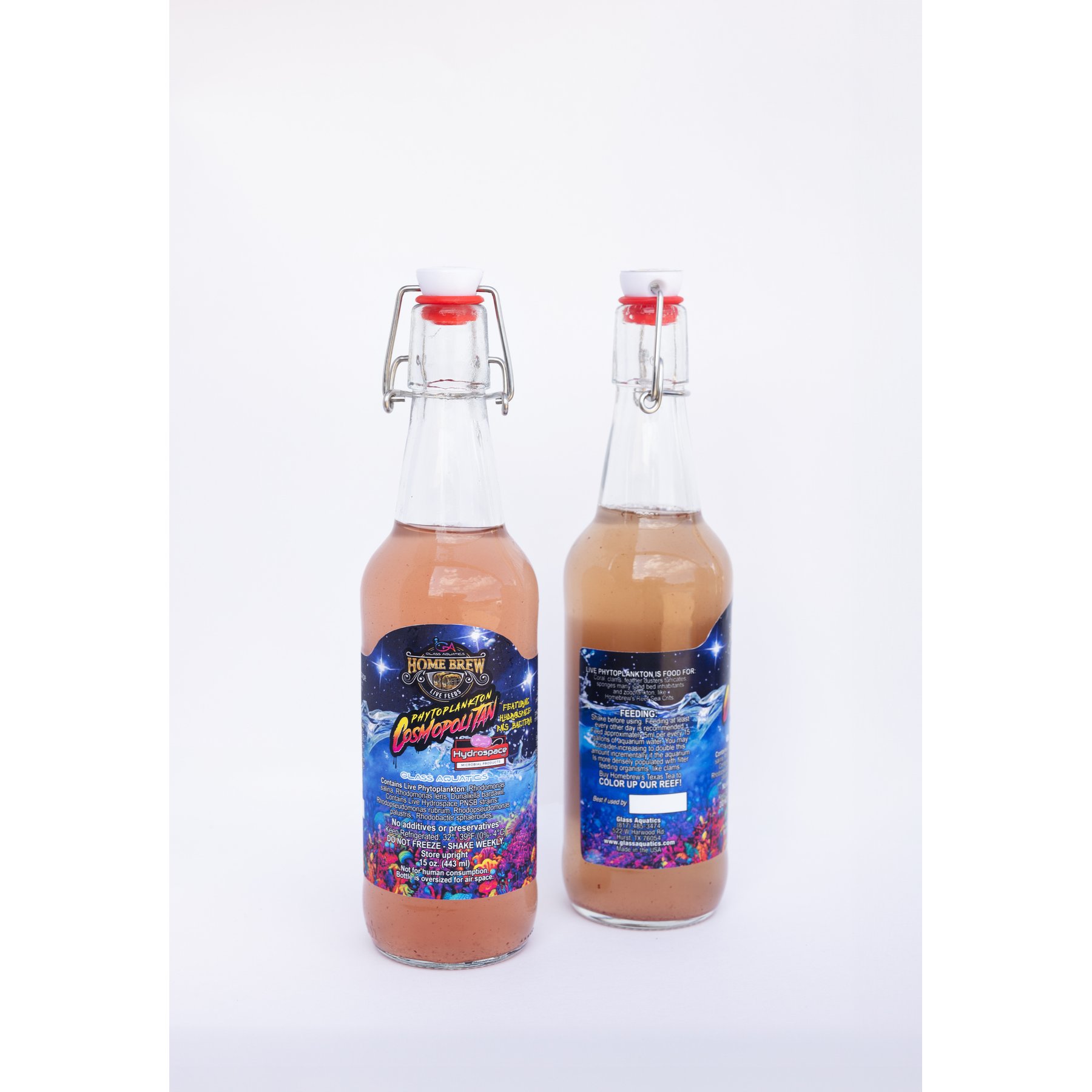 Home Brew Live Feeds Cosmopolitin Phytoplankton Liquid Fish Food, Pink, 15-oz bottle
