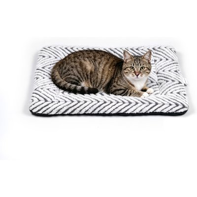 Mora Pets Mora Pets Jacquard Herringbone Anti-Slip Machine Washable Bolster Dog & Cat Bed, 22-in, Grey