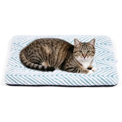 Mora Pets Mora Pets Jacquard Herringbone Anti-Slip Machine Washable Bolster Dog & Cat Bed, 22-in, Blue