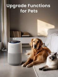 Provirtec Enhanced Activated Carbon & 360° Grille 5-Stage H13 True HEPA Dog Air Purifier, White, 8.1 x 13.5 x 8.1-in slide 2 of 9