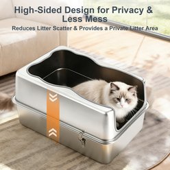 Twinsing Removable Structure Stainless Steel with High Sides Cat Litter Box, Large: 23.6 x 15.7 x 11.8-in slide 2 of 5