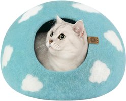 Meowfia Premium Felt Cat Cave Bed, Cloud Nap Blue, Large