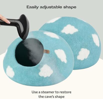 Show full view: Meowfia Premium Felt Cat Cave Bed, Cloud Nap Blue, Large slide 5 of 8