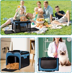 DOPZER Soft-Sided Airline-Approved Easy Access with Safety Zippers Travel Escape Proof Bag Dog & Cat Carrier, 17 x 11 x 11-in, Blue slide 2 of 9