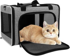 DOPZER TSA Airline Approved Collapsible Travel Escape-Proof Bag Dog & Cat Carrier, 17 x 11 x 11-in, Grey