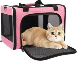 DOPZER TSA Airline Approved Collapsible Travel Escape-Proof Bag Dog & Cat Carrier, 17 x 11 x 11-in, Pink slide 1 of 9