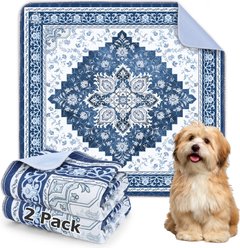 AIPERRO Persian Style Washable Dog Pee Pads, Blue, 2 count, 36 x 41-in