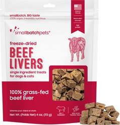 Smallbatch Pets Beef Livers Single Ingredient Freeze-Dried Dog & Cat Treats, 4-oz bag