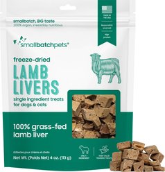 Smallbatch Pets Lamb Livers Single Ingredient Freeze-Dried Dog & Cat Treats, 4-oz bag