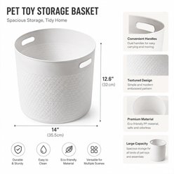 HANAMYA Storage Organizer Dog & Cat Toy Storage Basket, Off White slide 2 of 4