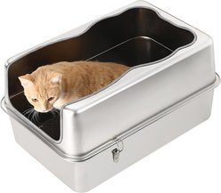 Twinsing Removable Structure Stainless Steel with High Sides Cat Litter Box, Large: 23.6 x 15.7 x 11.8-in