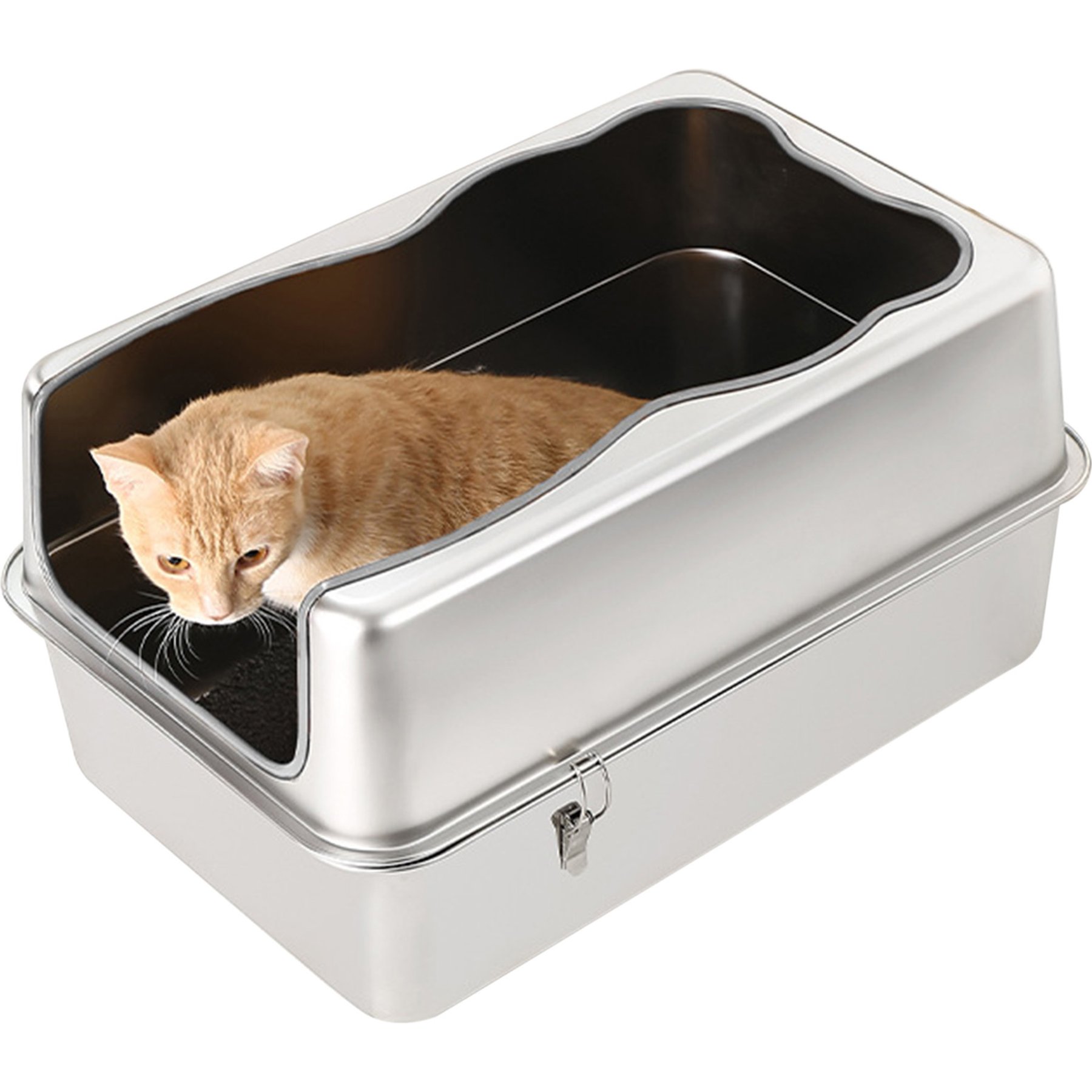 Twinsing Removable Structure Stainless Steel with High Sides Cat Litter Box, Large: 23.6 x 15.7 x 11.8-in