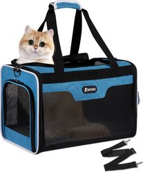 DOPZER Soft-Sided Airline-Approved Easy Access with Safety Zippers Travel Escape Proof Bag Dog & Cat Carrier, 17 x 11 x 11-in, Blue slide 1 of 9