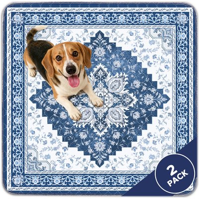 AIPERRO AIPERRO Persian Style Washable Dog Pee Pads, Blue, 2 count, 72 x 72-in