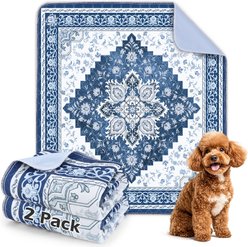 AIPERRO Persian Style Washable Dog Pee Pads, Blue, 2 count, 48 x 48-in