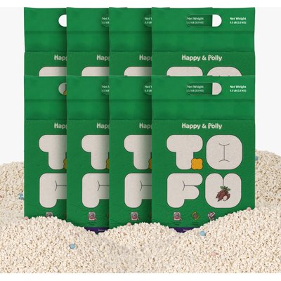 Happy & Polly Happy & Polly Natural Tofu & Tapioca Blend Cat Litter, 5.5-lb bag, bundle of 8