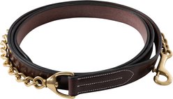 Huntley Equestrian Premium Leather Horse Lead with Brass Chain, Brown