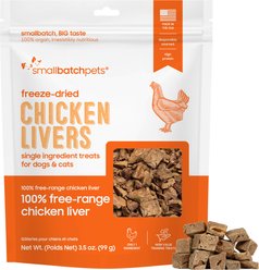Smallbatch Pets Chicken Livers Single Ingredient Freeze-Dried Dog & Cat Treats, 3.5-oz bag