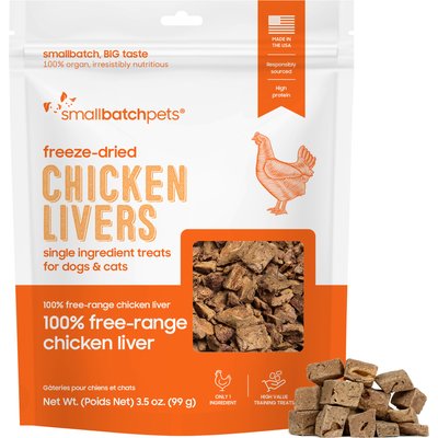 Smallbatch Pets Smallbatch Pets Chicken Livers Single Ingredient Freeze-Dried Dog & Cat Treats, 3.5-oz bag