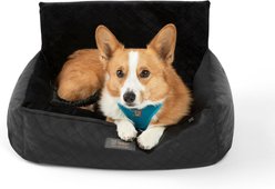 Nandog Quilted Vegan Leather Dog Car Seat Bed, Black, Medium