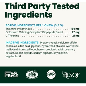 VetriScience Composure Calm & Confident Thunderstorms Support Bacon Flavored Chews Calming & Anxiety Supplement for Dogs, 120 count