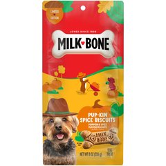 Milk-Bone Pup-kin Spice Biscuits, Pumpkin Spice Artificially Flavored Dog Treats, Small, 8-oz bag