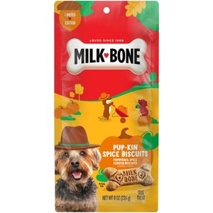 Milk-Bone Pup-kin Spice Biscuits, Pumpkin Spice Artificially Flavored Dog Treats, Small, 8-oz bag