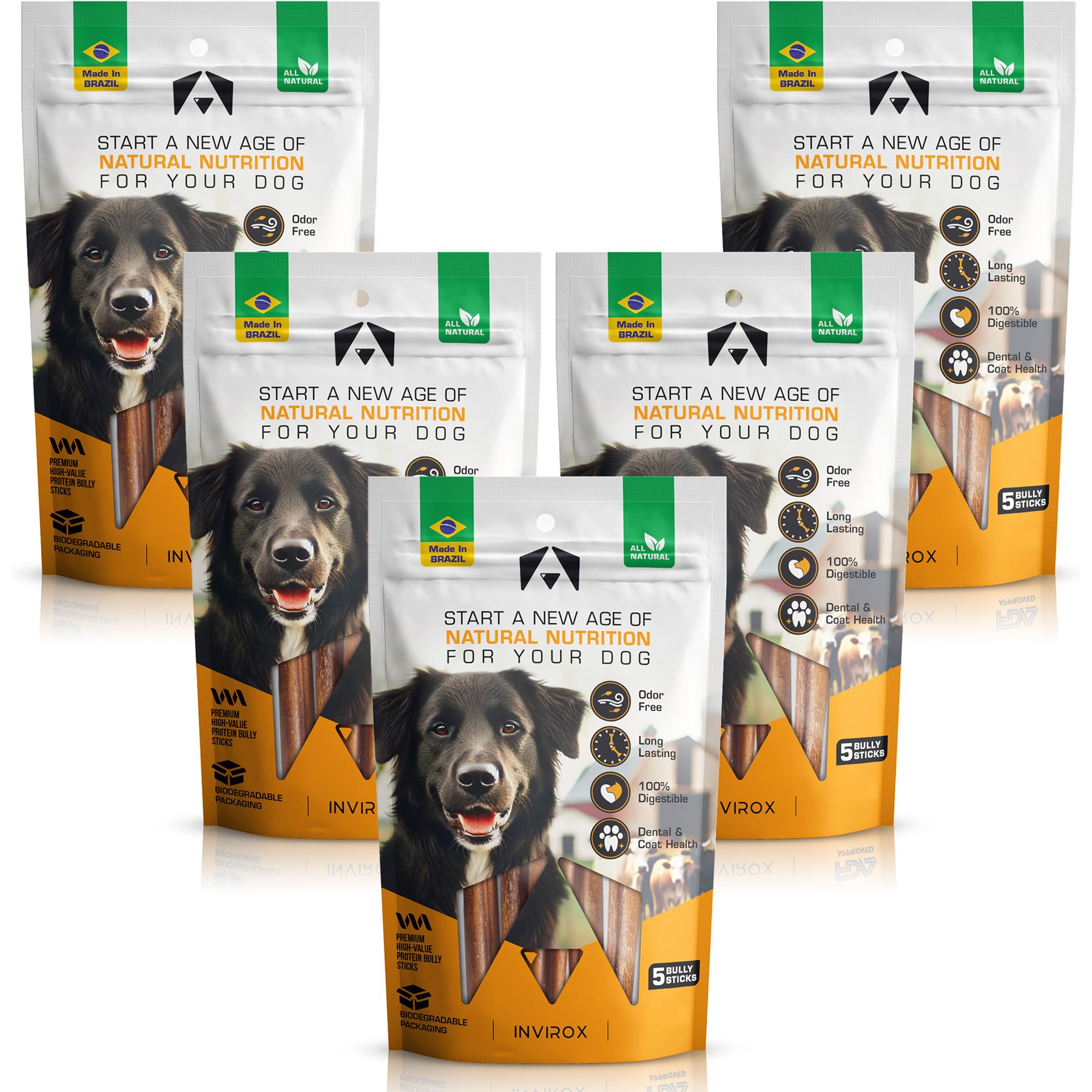 INVIROX Natural Grass-Fed 6-in Bully Sticks Dog Treats, 25 count