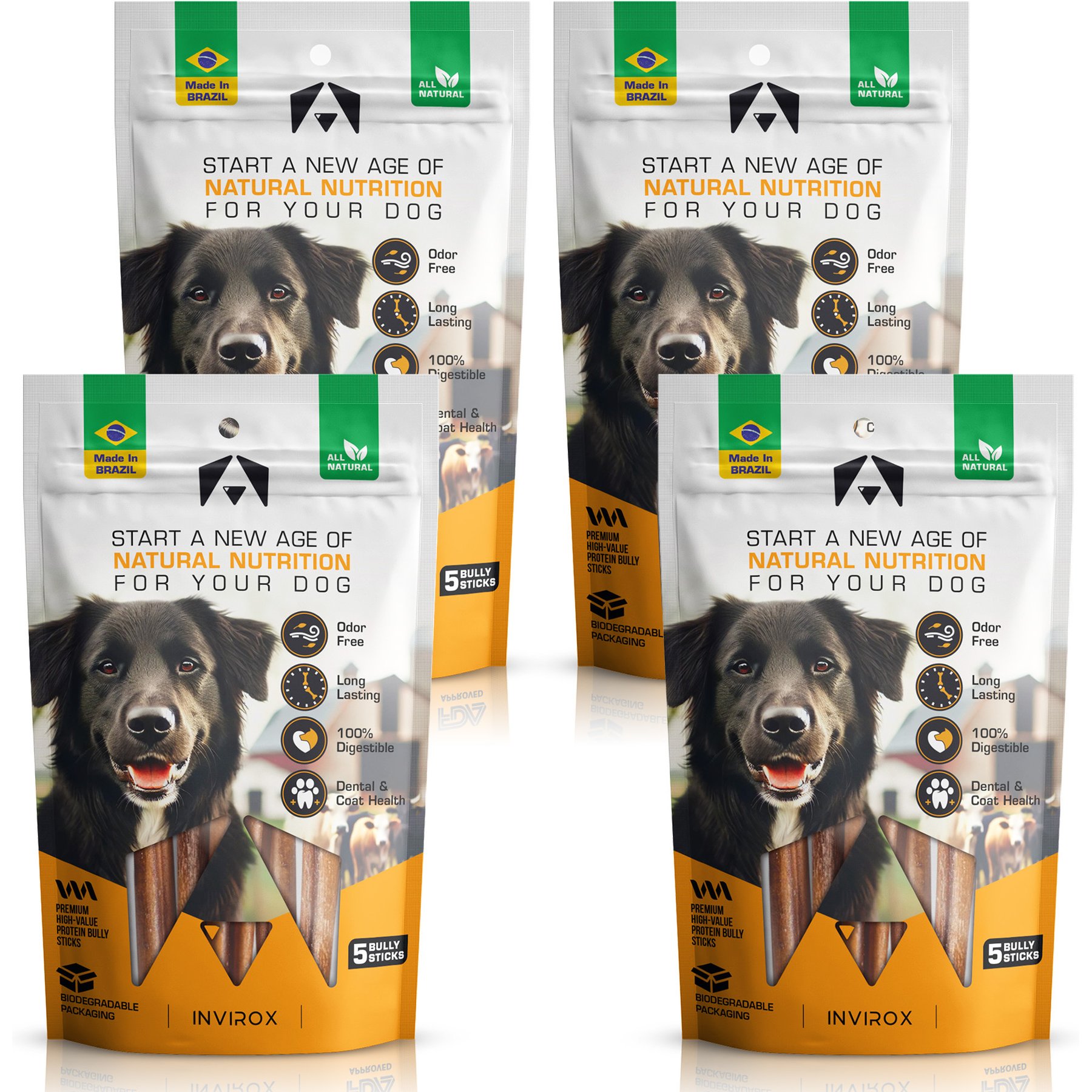INVIROX Natural Grass-Fed 6-in Bully Sticks Dog Treats, 20 count