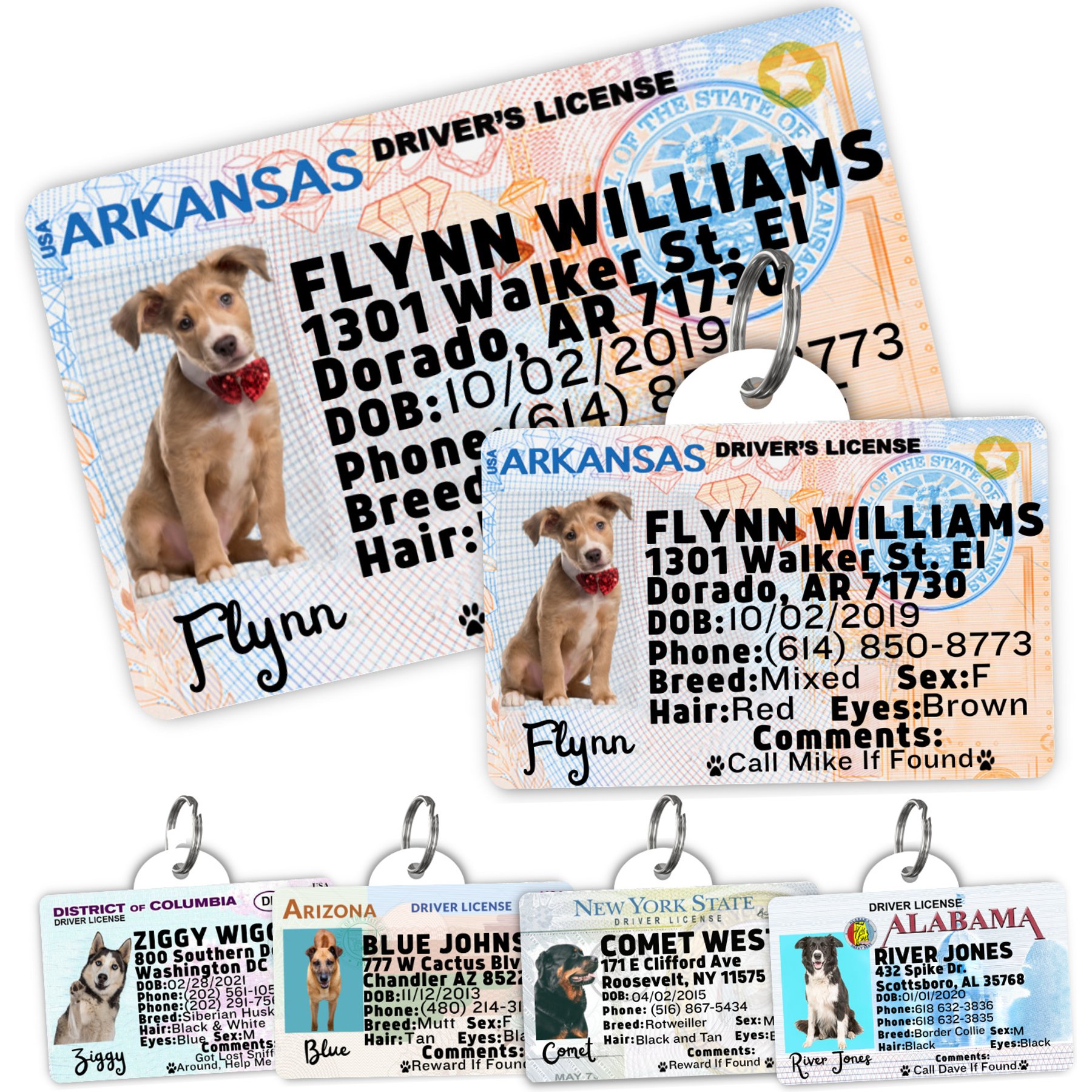PawFurEver Pet ID License-Style Dog Tag & Wallet Card, Arkansas